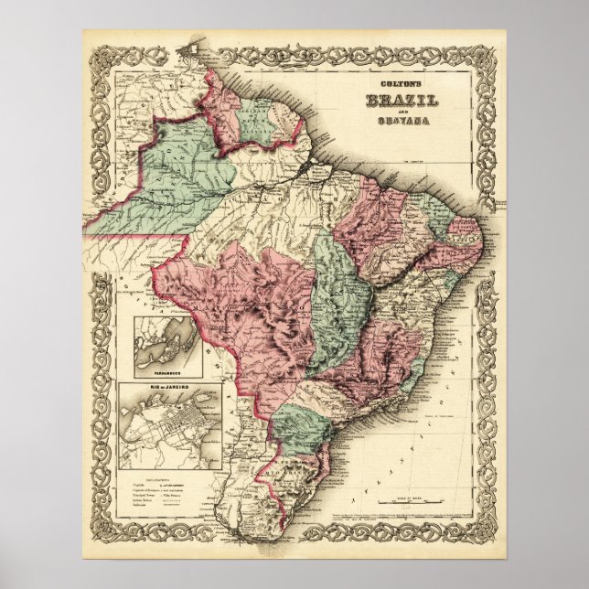 Brasilien und GuayanaPanoramakarte Brasilien Poster (Vorne)
