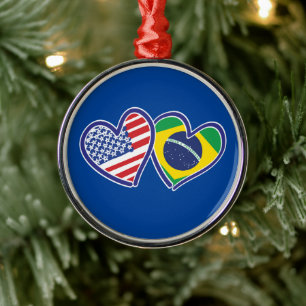 Brasilien USA Liebe Hearts Ornament Aus Metall