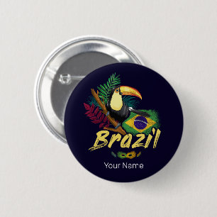 Brasilien Vintag Toucan Flag Samba Maske Souvenir Button