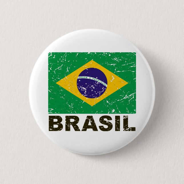 Brasilien Vintage-Flagge Button (Vorderseite)