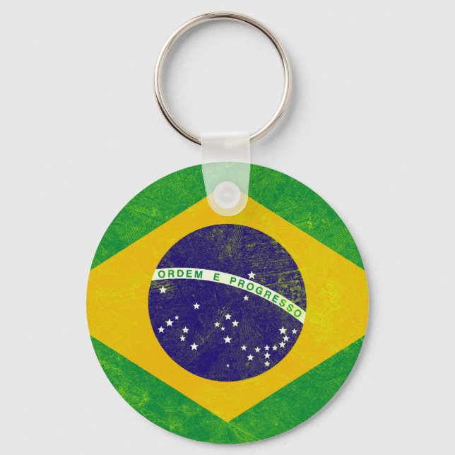 Brasilien - Vintage Flagge Schlüsselanhänger (Vorderseite)