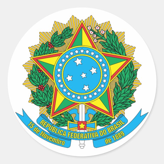 Brasilien-Wappen-Aufkleber Runder Aufkleber (Vorderseite)