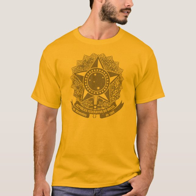 Brasilien-Wappen Vintag T-Shirt (Vorderseite)