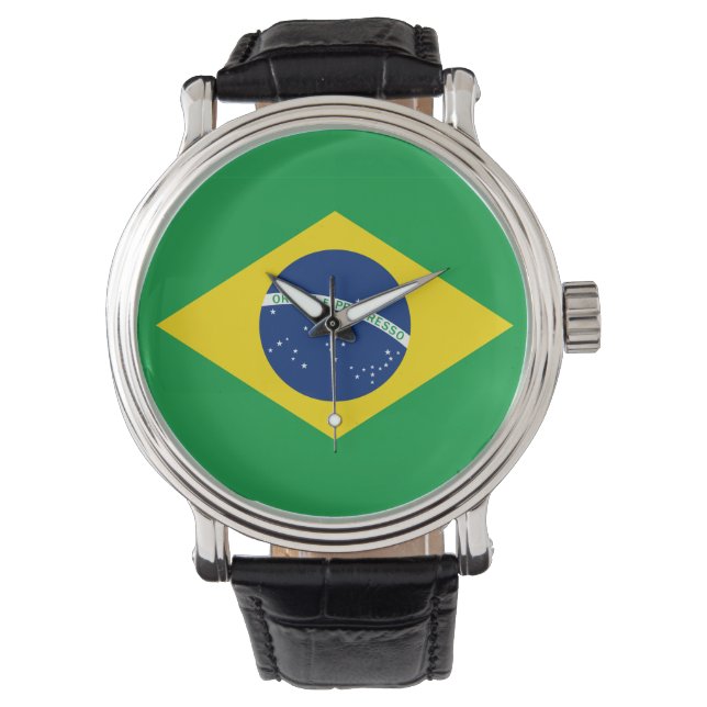 Brasilien Watch - Die Flagge Brasiliens Armbanduhr (Vorderseite)