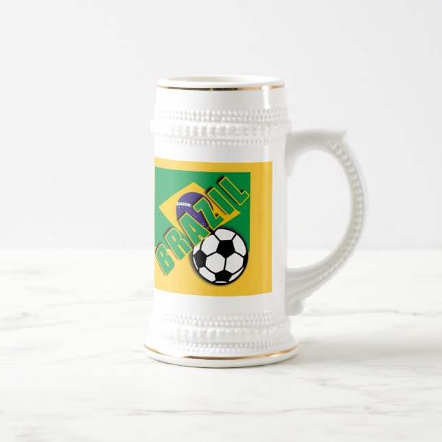 BRASILIEN-WeltFußballfan-T-Shirts Bierglas (Rechts)