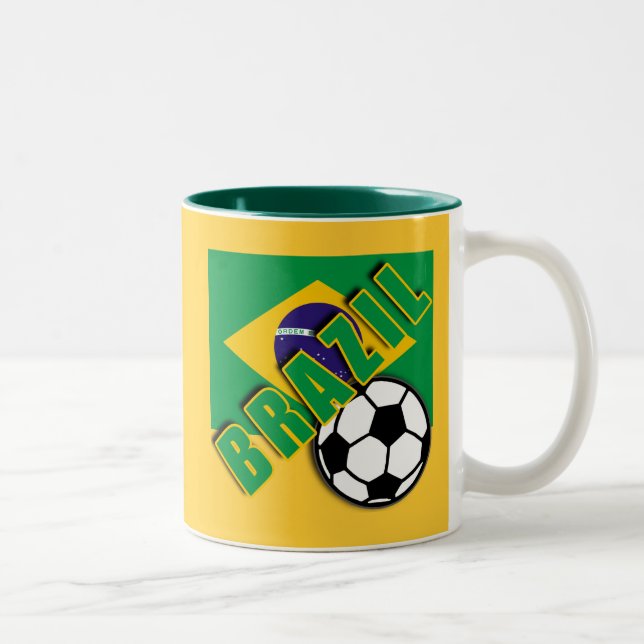 BRASILIEN-WeltFußballfan-T-Shirts Zweifarbige Tasse (Rechts)