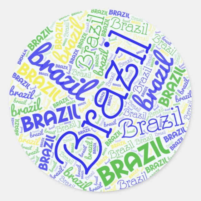Brasilien Word Cloud Runder Aufkleber (Vorderseite)