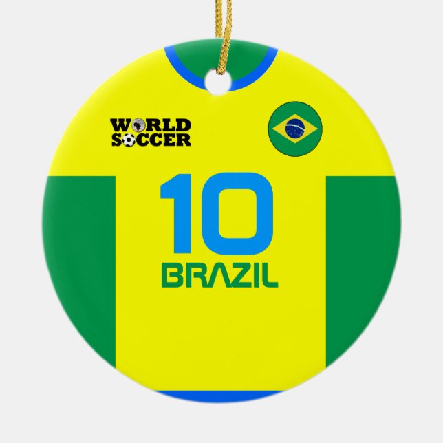 Brasilien World Soccer Jersey Ornament (Vorne)