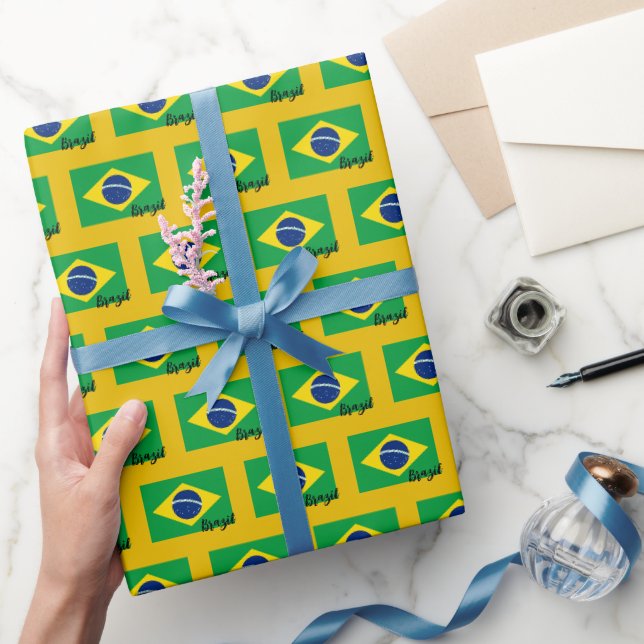 Brasilien Wrapping Paper, brasilianische Flagge pa Geschenkpapier (Schenken)