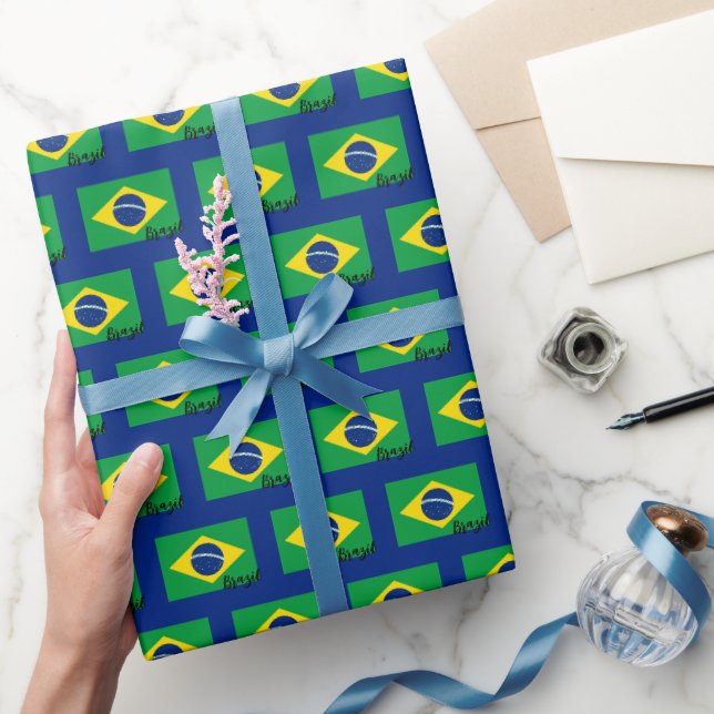 Brasilien Wrapping Paper, Brasilianischer Flaggenp Geschenkpapier (Schenken)
