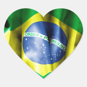 Brasilienflagge Herz-Aufkleber