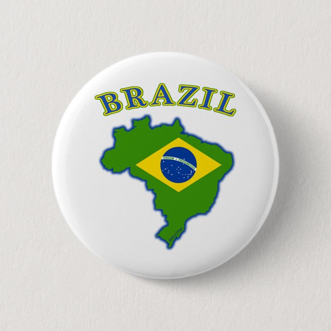 Brasilienkarte/-flagge Button (Vorderseite)