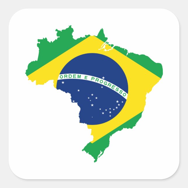 BRASILIENKARTE QUADRATISCHER AUFKLEBER (Vorderseite)