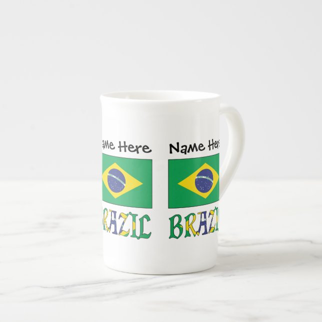 Brasiliens brasilianische Flagge Personalisiert Prozellantasse (Vorderseite Rechts)