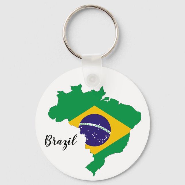 Brasiliens Flag Karte Schlüsselanhänger (Vorderseite)
