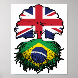 Brasiliens Flagge für britische britische Tree Roo Poster