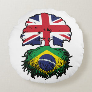 Brasiliens Flagge für britische britische Tree Roo Rundes Kissen