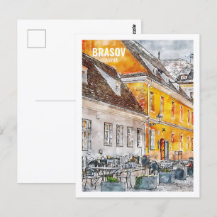 Brasov Rumänien Berühmte Wasserfarbskizze für Reis Postkarte