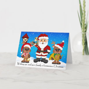 Brass Band Christmas Santa  Greeting Card Feiertagskarte