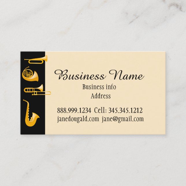 Brass Instruments Musician Music Business Visitenkarte (Vorderseite)