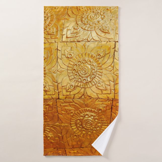 Brass-Quadrat mit Musterkabstract, Art, Grafik Badehandtuch (Badehandtuch)