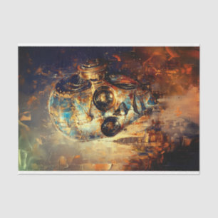 Brass Steampunk Robot Head, Gold DG3G Decoupage Seidenpapier