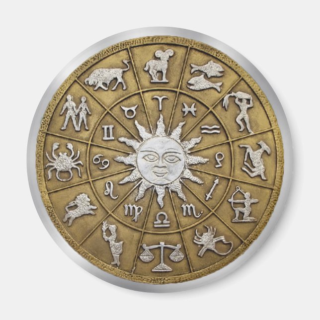Brass Zodiac Wheel Magnet (Vorne)