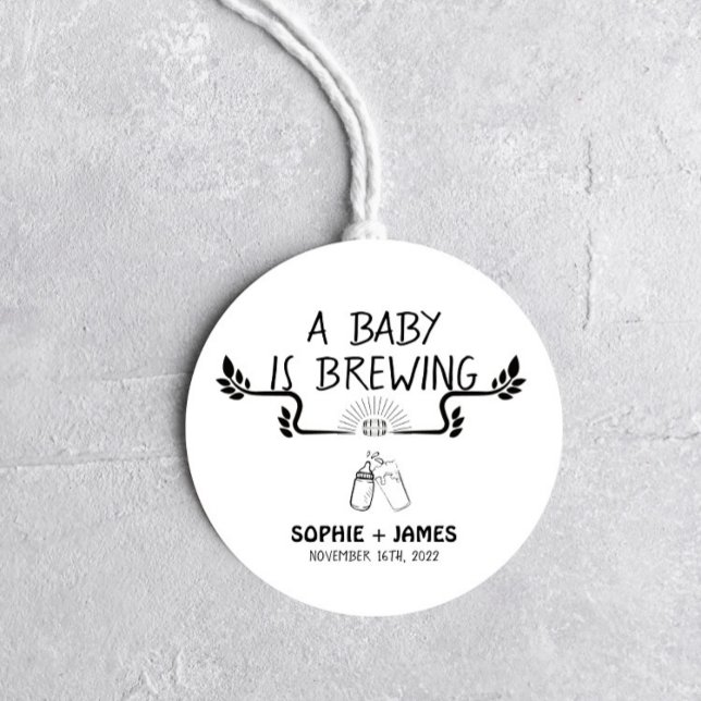 Brasserie Bébé - B&W - Sticker Baby shower Faveur (Créateur téléchargé)
