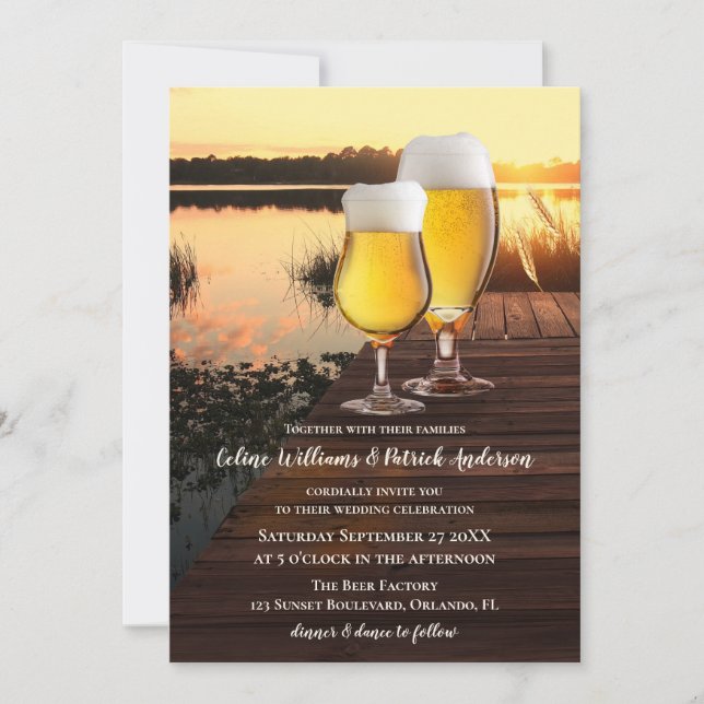 Brasserie Beer Sunset Faire-part de mariage (Devant)