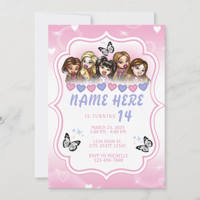 Brat Doll Airbrush Invitation Anniversaire (Devant)