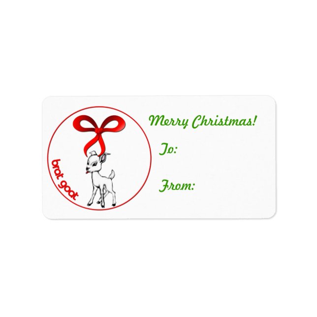 Brat Goat Christmas-Geschenksticker Adressaufkleber (Vorne)