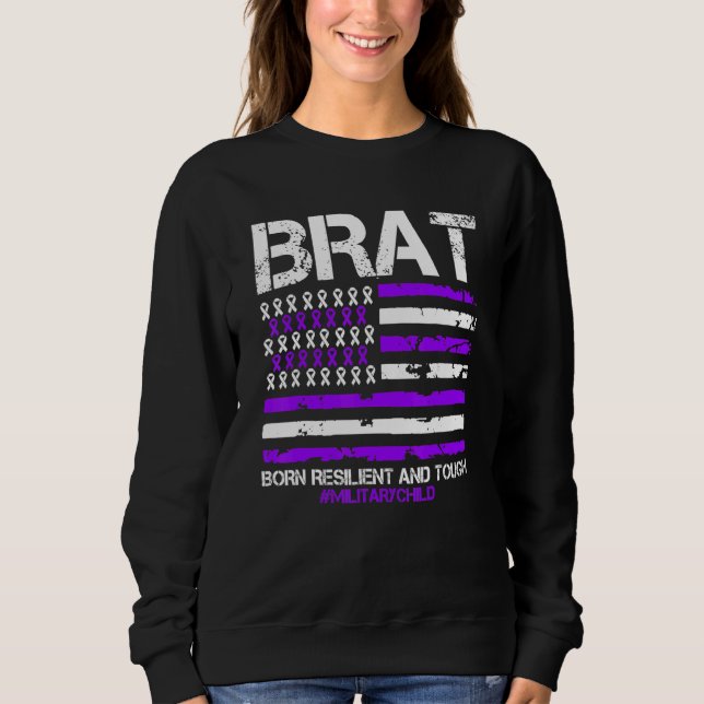 Brat Lila amerikanische Flagge im April Militärkin Sweatshirt (Vorderseite)