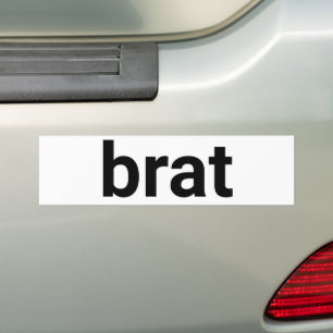Brat moderne Typografie lustig cool Schwarz-weiß Autoaufkleber