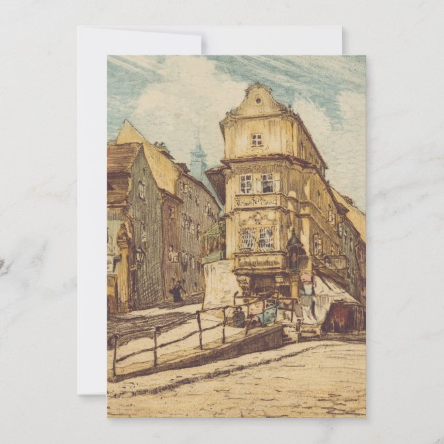 Bratislava by Richard Lux Century Colored Etching Einladung (Vorderseite)