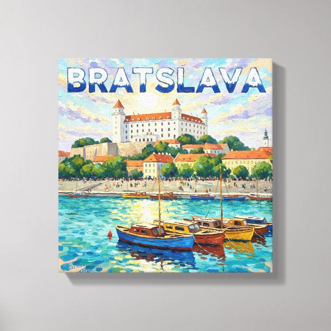 Bratislava Castle Waterfront Canvas Art Leinwanddruck (Vorderseite)