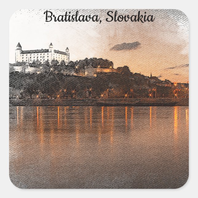BRATISLAVA, FLUSS SLOWAKEI DANUBE QUADRATISCHER AUFKLEBER (Vorderseite)