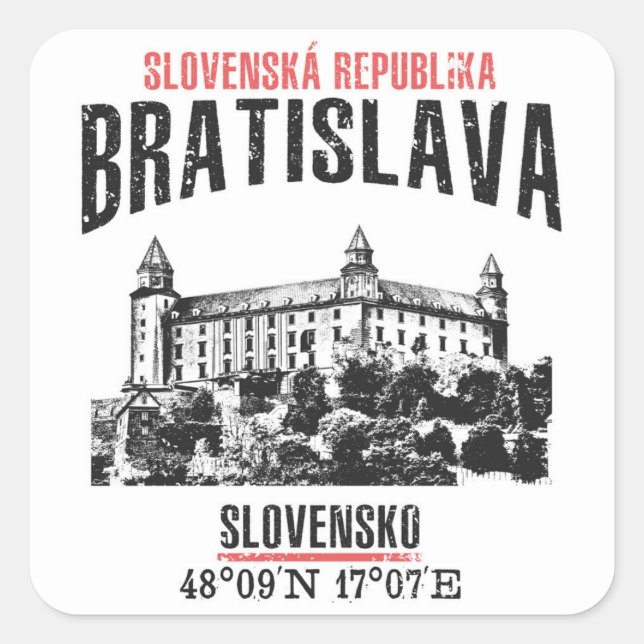 Bratislava Quadratischer Aufkleber (Vorderseite)