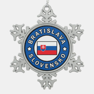 Bratislava Slovensko Schneeflocken Zinn-Ornament