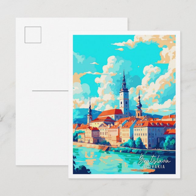 Bratislava Slowakei Vintage Reise Illustration Postkarte (Vorne/Hinten)