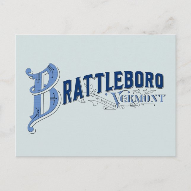 Brattleboro, Logo-Position 1896 Vermonts, Windham Postkarte (Vorderseite)