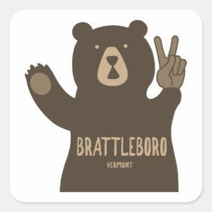 Brattleboro Vermont Friedensbär Quadratischer Aufkleber
