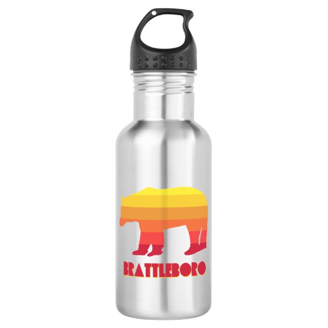 Brattleboro Vermont Rainbow Bear Edelstahlflasche (Vorderseite)