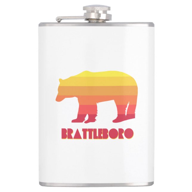 Brattleboro Vermont Rainbow Bear Flachmann (Vorderseite)