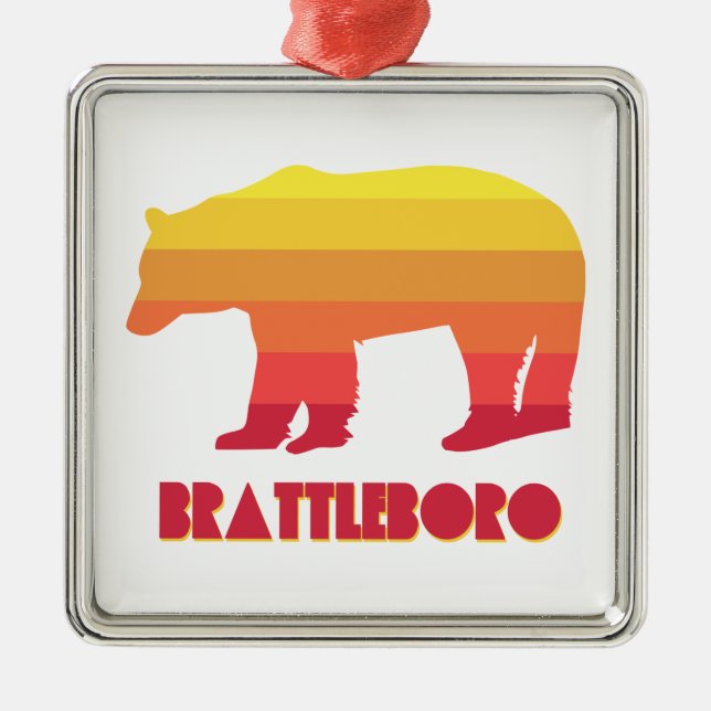 Brattleboro Vermont Rainbow Bear Ornament Aus Metall (Vorne)