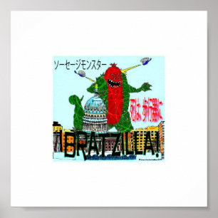 Bratzilla détruit Madison Wisconsin Poster