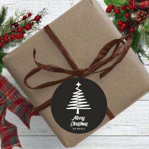 Brauch Familienname Frohe Weihnachten Schwarz-weiß Runder Aufkleber