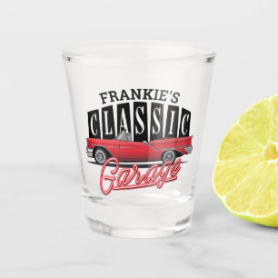 Brauch NAME Faux-Neon 1950er Klassiker-Autogarage Schnapsglas
