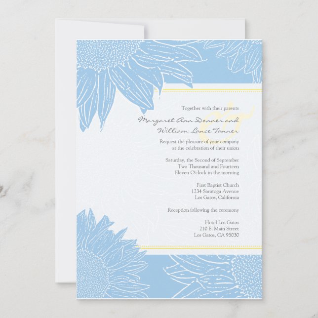 Brauch::Sonnenblumen Hochzeit Einladung: Gelb und  Einladung (Vorderseite)