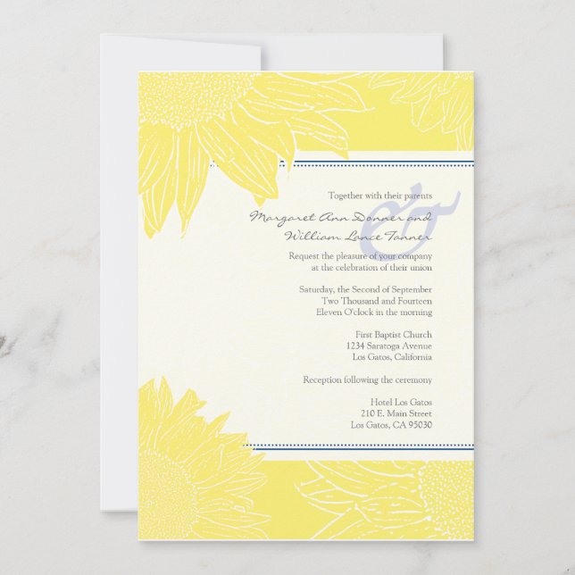 Brauch::Sonnenblumen Hochzeit Einladung: Marine un Einladung (Vorderseite)