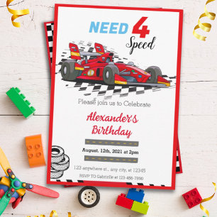 Brauche 4 Speed rotes Rennauto Einladung